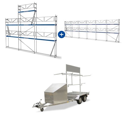 Pastolių priekaba su 157 m2 pastolių paketu